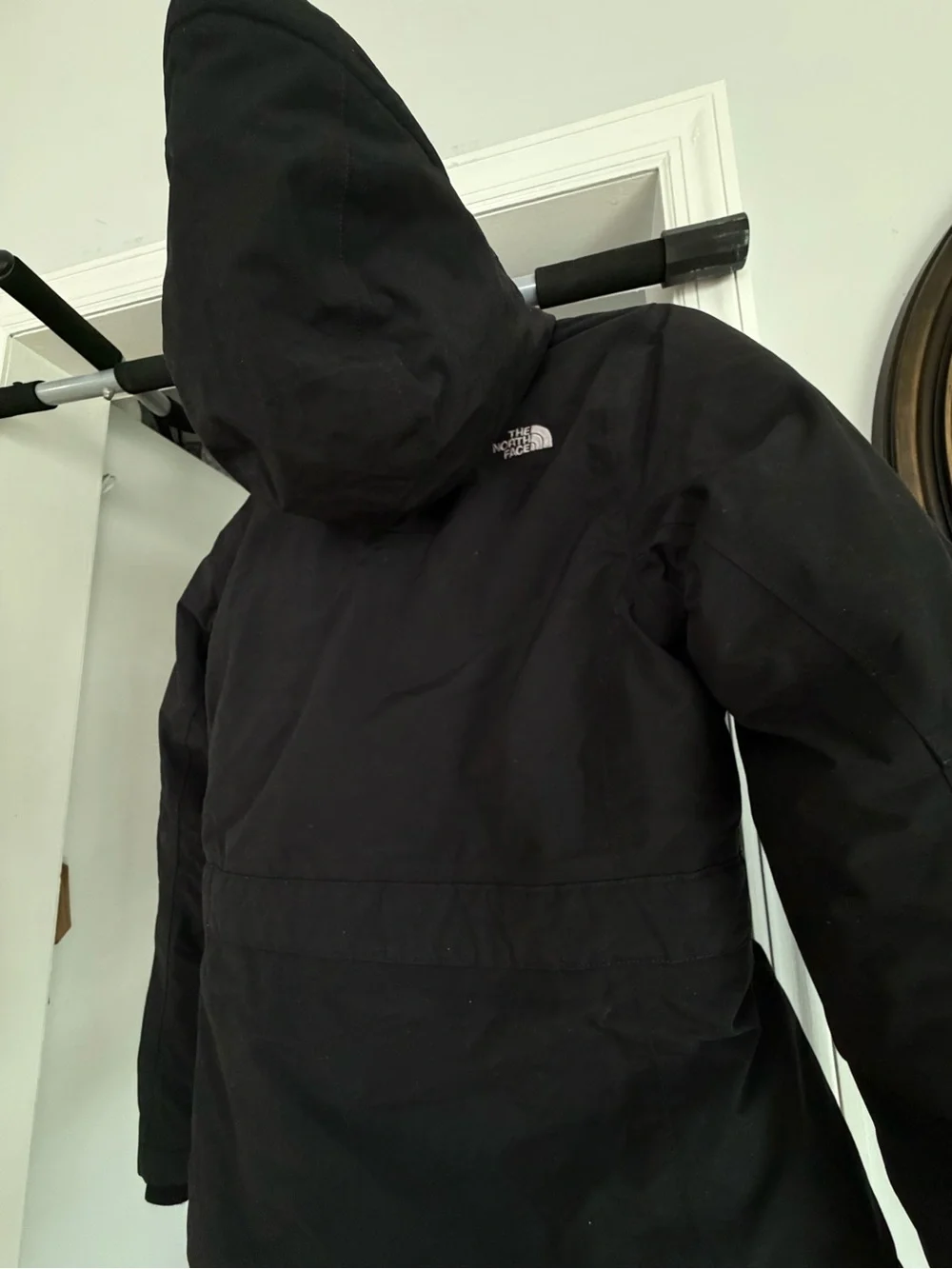The North Face Black Hooded Belted Raincoat